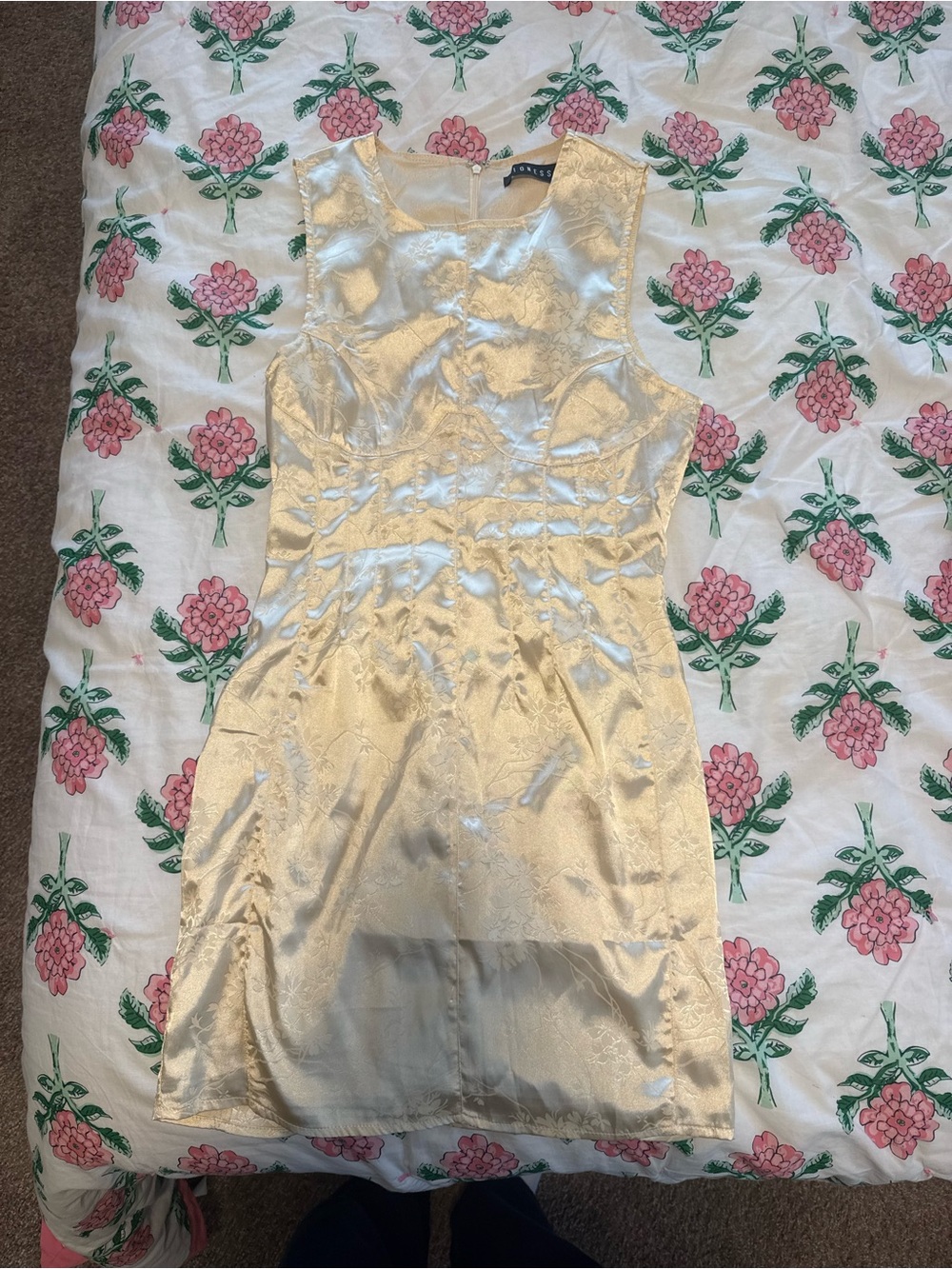 Princess Polly Cream Jacquard Mini Dress